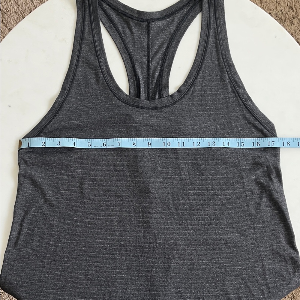 Lululemon Athletica Tank Top Size 8 Charcoal Striped Racerback Split Back - Picture 4 of 11